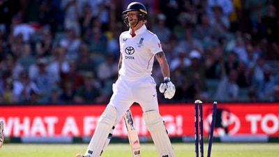 Ben Stokes reacts after being bowled by Nathan Lyon in the third Ashes Test. (AFP) Ben Stokes reacts after being bowled by Nathan Lyon in the third Ashes Test. (AFP)