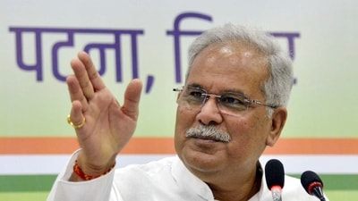 Congress leader Bhupesh Baghel addresses a press conference, in Patna. (PTI) Congress leader Bhupesh Baghel addresses a press conference, in Patna. (PTI)