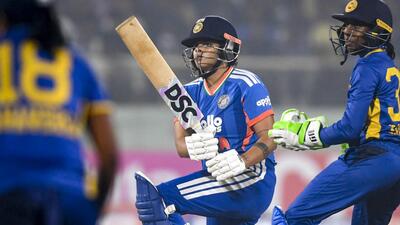 Shafali Verma plays a shot during the second T20I against Sri Lanka, in Visakhapatnam on Tuesday. (PTI) Shafali Verma plays a shot during the second T20I against Sri Lanka, in Visakhapatnam on Tuesday. (PTI)