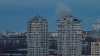 Smoke rises in the city after Russian drone and missile strikes, amid Russia's attack on Ukraine. (REUTERS)