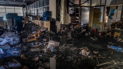 A general view shows the burned-out interior of The Daily Star newspaper office in Dhaka on December 19, 2025, amid protests following the news of the death of youth leader Sharif Osman Hadi. (AFP) A general view shows the burned-out interior of The Daily Star newspaper office in Dhaka on December 19, 2025, amid protests following the news of the death of youth leader Sharif Osman Hadi. (AFP)