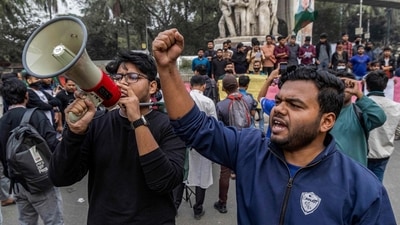 Students shout slogans during a protest to condemn the lynching of Hindu garment worker Dipu Chandra Das at Dhaka University (AFP) Students shout slogans during a protest to condemn the lynching of Hindu garment worker Dipu Chandra Das at Dhaka University (AFP)
