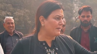 In the video, uploaded to her social media on Saturday, Chaudhary is seen confronting a man she describes as an “African” football coach (Instagram/renuchaudharybjp) In the video, uploaded to her social media on Saturday, Chaudhary is seen confronting a man she describes as an “African” football coach (Instagram/renuchaudharybjp)