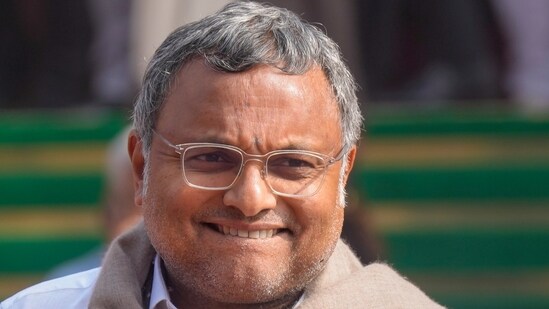 Congress MP Karti P Chidambaram during the Winter session of Parliament, in New Delhi, Monday, Dec. 15, 2025. (PTI)