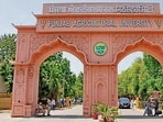 Gate Number 1 of the Punjab Agricultural University. (HT Photo)