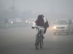 Gurugram logged 14 poor AQI days so far this month. IMD forecasts slight easing of cold but continued smog across NCR. (Parveen Kumar/HT) Gurugram logged 14 poor AQI days so far this month. IMD forecasts slight easing of cold but continued smog across NCR. (Parveen Kumar/HT)