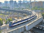 Mumbai, India - April 16, 2025: A view of the new Metro Line 2B track from Mankhurd. The trial run of Metro Line 2B from Mandala to Chembur Metro Station is set to begin in Mumbai, India, on Wednesday, April 16, 2025. (Photo by Satish Bate/ Hindustan Times) (Hindustan Times)