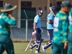 Rohit Sharma, centre, and Angkrish Raghuvanshi after their team won the Vijay Hazare Trophy 2025/26 cricket match against Sikkim