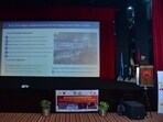 The concluding day’s session of the two-day symposium and tabletop exercise underway in Prayagraj on Tuesday. (HT) The concluding day’s session of the two-day symposium and tabletop exercise underway in Prayagraj on Tuesday. (HT)