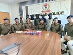 The four accused cyber criminals in police custody on Wednesday (HT PHOTO) The four accused cyber criminals in police custody on Wednesday (HT PHOTO)