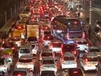 Traffic jam at the Lohia Path in Lucknow on Wednesday. (Mushtaq Ali) Traffic jam at the Lohia Path in Lucknow on Wednesday. (Mushtaq Ali)