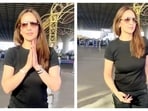 At the airport, Esha was spotted in an understated all-black ensemble. At the airport, Esha was spotted in an understated all-black ensemble.