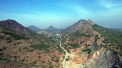 A drone view of Aravalli hills in Ajmer, Rajasthan. (ANI) (HT_PRINT) A drone view of Aravalli hills in Ajmer, Rajasthan. (ANI) (HT_PRINT)