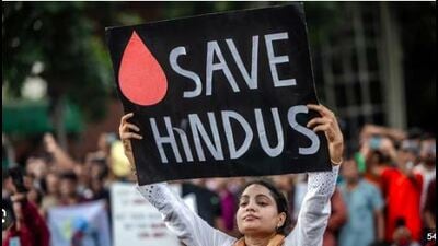 A picture from a protest in solidarity with Bangladesh Hindus in New Delhi. (File pic) A picture from a protest in solidarity with Bangladesh Hindus in New Delhi. (File pic)