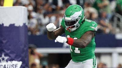 Philadelphia Eagles wide receiver AJ. Brown (11) celebrates a touchdown in the first quarter against the Dallas Cowboys (IMAGN IMAGES via Reuters Connect)