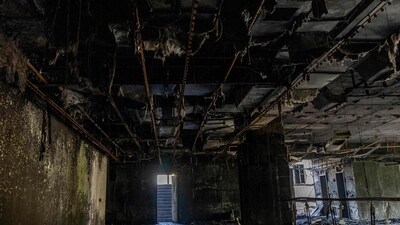 The burned-out interior of The Daily Star newspaper office in Dhaka. (AFP) The burned-out interior of The Daily Star newspaper office in Dhaka. (AFP)