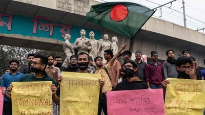 This comes amid protests and unrest in Bangladesh, after the death of student leader Sharif Osman Hadi. (AFP) This comes amid protests and unrest in Bangladesh, after the death of student leader Sharif Osman Hadi. (AFP)