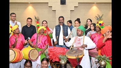 Jharkhand CM Hemant Soren at an event at his residence in Ranchi on Wednesday (HT PHOTO) Jharkhand CM Hemant Soren at an event at his residence in Ranchi on Wednesday (HT PHOTO)
