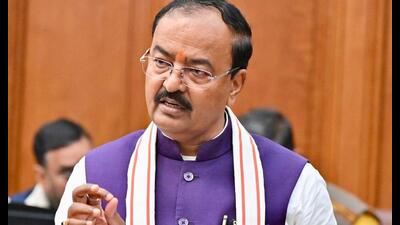 Keshav Prasad Maurya during a debate in the House on the last day of the UP legislative assembly winter session on Wednesday. (Sourced) Keshav Prasad Maurya during a debate in the House on the last day of the UP legislative assembly winter session on Wednesday. (Sourced)