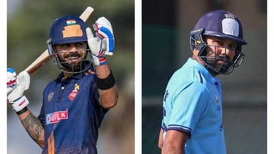 Virat Kohli and Rohit Sharma raced to their centuries on return to Vijay Hazare Trophy (PTI Images) Virat Kohli and Rohit Sharma raced to their centuries on return to Vijay Hazare Trophy (PTI Images)