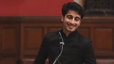 Viraansh Bhanushali fiery speech during an Oxford Union debate has propelled him to viral fame. Viraansh Bhanushali fiery speech during an Oxford Union debate has propelled him to viral fame.