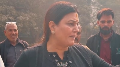 In the video, uploaded to her social media on Saturday, Chaudhary is seen confronting a man she describes as an “African” football coach (Instagram/renuchaudharybjp) In the video, uploaded to her social media on Saturday, Chaudhary is seen confronting a man she describes as an “African” football coach (Instagram/renuchaudharybjp)