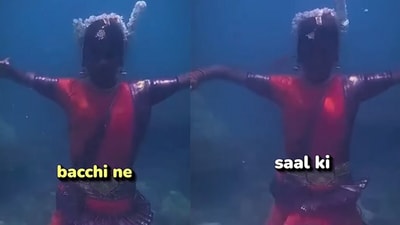 A video of her dancing underwater shared by Shubham Bhardwaj went viral. (@bhardwaj_shubham.in/Instagram) A video of her dancing underwater shared by Shubham Bhardwaj went viral. (@bhardwaj_shubham.in/Instagram)