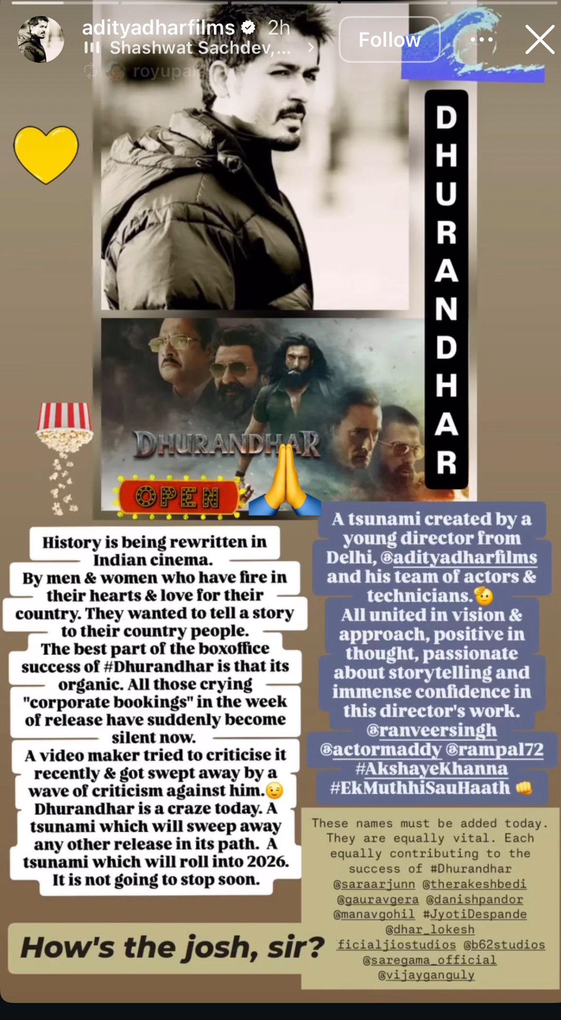 Dhar's Insta Story. Dhar's Insta Story.