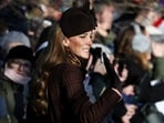 Britain's Catherine, Princess of Wales, gestures as she leaves after attending the Royal Family's Christmas Day service at St. Mary Magdalene's church, as the royals take residence at the Sandringham estate in eastern England, Britain, December 25, 2025