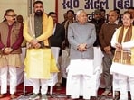 Bihar CM Nitish Kumar with BJP state president Sanjay Saraogi, deputy CMs Samrat Choudhary and Vijay Sinha during Bharat Ratna Atal Bihari Vaijapyee Jayanti Samaroh at Pataliputra in Patna, Thursday (Santosh Kumar/HT)