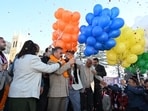 Himachal chief minister inaugurating winter carnival in Shimla on Wednesday. (Deepak Sansta/HT)