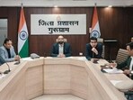 The meeting, held at the mini secretariat, focused on accident prevention (HT Photo) The meeting, held at the mini secretariat, focused on accident prevention (HT Photo)