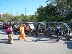 Traffic police say slow-moving e-rickshaws disrupt flow on stretches like MG Road and Golf Course Road, where limits exceed 40 kmph. (Parveen Kumar/HT)