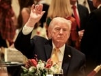 Donald Trump takes part in a Christmas Eve dinner in the ballroom of his Mar-a-Lago club in Palm Beach, Florida.