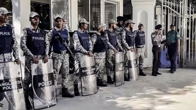 Bangladesh Police personnel stand guard outside the International Crimes Tribunal in Dhaka. (Picture for representation/ANI ) Bangladesh Police personnel stand guard outside the International Crimes Tribunal in Dhaka. (Picture for representation/ANI )