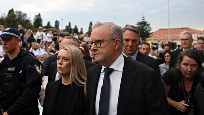 File photo of Australian Prime Minister Anthony Albanese attending a National Day of Reflection vigil and commemoration for the victims and survivors of the Bondi Massacre at Bondi Beach in Sydney, Australia, December 21, 2025. (via REUTERS)