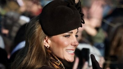 Britain's Catherine, Princess of Wales, gestures as she leaves after attending the Royal Family's Christmas Day service at St. Mary Magdalene's church, as the royals take residence at the Sandringham estate in eastern England, Britain, December 25, 2025. (REUTERS)