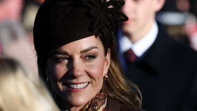 Britain's Catherine, Princess of Wales, and Princess Charlotte arrive to attend the Royal Family's Christmas Day service at St. Mary Magdalene's church, as the royals take residence at the Sandringham estate in eastern England, Britain, December 25, 2025 (REUTERS)