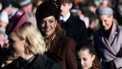Britain's Catherine, Princess of Wales, and Princess Charlotte arrive to attend the Royal Family's Christmas Day service at St. Mary Magdalene's church, as the royals take residence at the Sandringham estate in eastern England, Britain, December 25, 2025. (REUTERS)