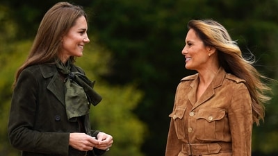 Kate Middleton, Princess of Wales and US First Lady Melania Trump tour the gardens of Frogmore Cottage on the Windsor Estate. (AFP) Kate Middleton, Princess of Wales and US First Lady Melania Trump tour the gardens of Frogmore Cottage on the Windsor Estate. (AFP)