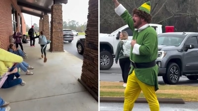 A dad’s hilarious Christmas surprise for his daughter. (Instagram/@kstringpage) A dad’s hilarious Christmas surprise for his daughter. (Instagram/@kstringpage)