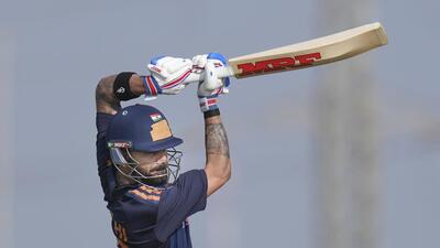 Delhi's Virat Kohli plays a shot during the Vijay Hazare Trophy match against Andhra in Bengaluru on Wednesday. (PTI) Delhi's Virat Kohli plays a shot during the Vijay Hazare Trophy match against Andhra in Bengaluru on Wednesday. (PTI)