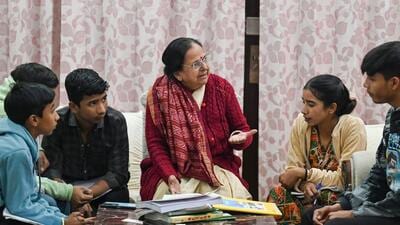 Geeta Chibbar during one of her sessions in Gurugram on Thursday. (Parveen Kumar/HT) Geeta Chibbar during one of her sessions in Gurugram on Thursday. (Parveen Kumar/HT)