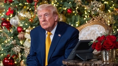 While talking to the children, Trump said that they want to “make sure that Santa is being good,” adding that Santa is a very good person. (AP) While talking to the children, Trump said that they want to “make sure that Santa is being good,” adding that Santa is a very good person. (AP)