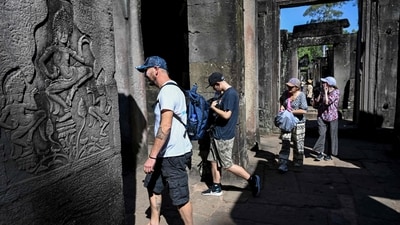This photo taken on December 18, 2025 shows tourists visiting the Bayon temple in Siem Reap province, Cambodia. (AFP) This photo taken on December 18, 2025 shows tourists visiting the Bayon temple in Siem Reap province, Cambodia. (AFP)
