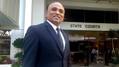 M Ravi had several brushes with the law, including being fined for disorderly behaviour in 2004 and being sentenced to 4 weeks' jail in 2024. (@MRavilaw/X) M Ravi had several brushes with the law, including being fined for disorderly behaviour in 2004 and being sentenced to 4 weeks' jail in 2024. (@MRavilaw/X)