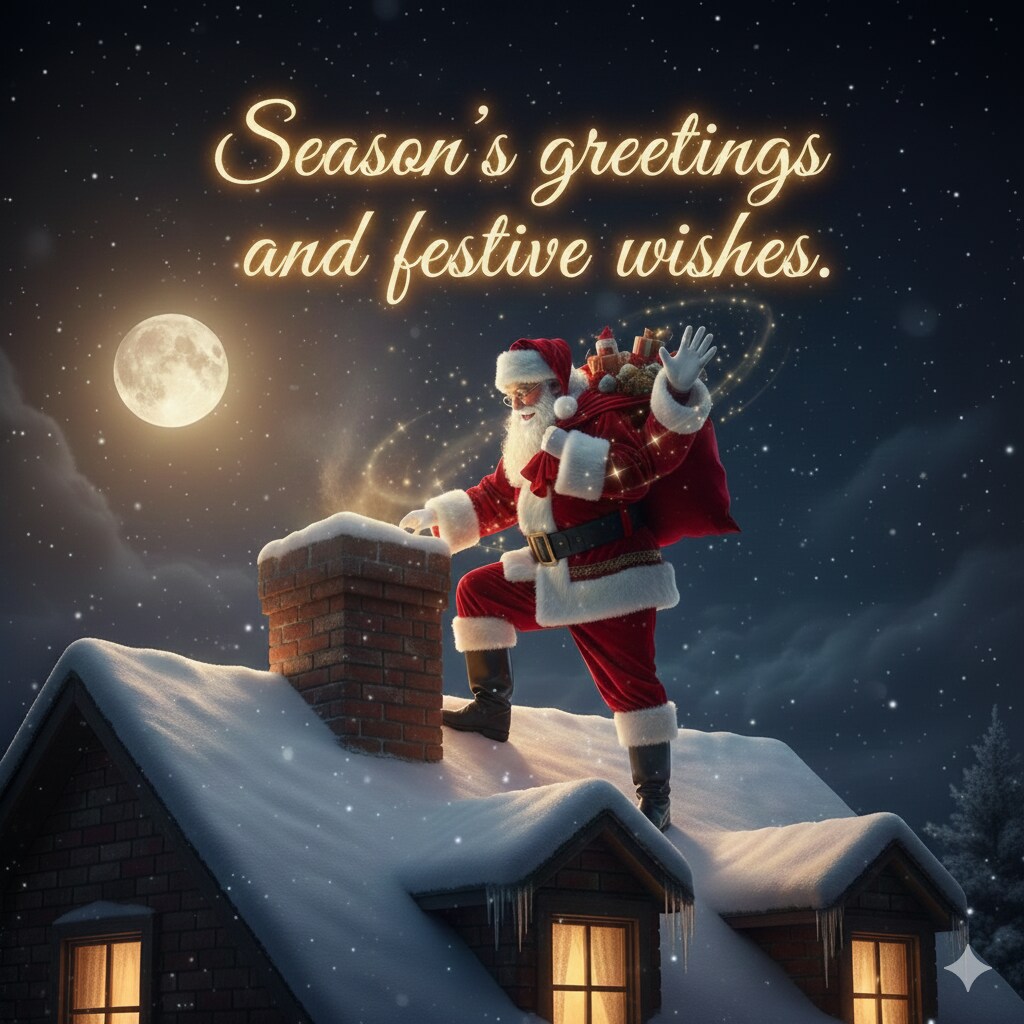 Santa is out delivering gifts through the chimney. (AI Generated Image) Santa is out delivering gifts through the chimney. (AI Generated Image)