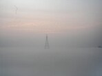A view of the Yamuna River covered in fog early on Friday. (Sunil Ghosh/HT PHOTO)