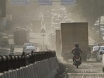 Dust pollution on the Ring Road. (HT Archive)