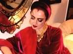 Rekha's latest look is a masterclass in monochromatic opulence, perfectly suited for a high-glamour festive celebration. (Instagram/ Manish Malhotra)